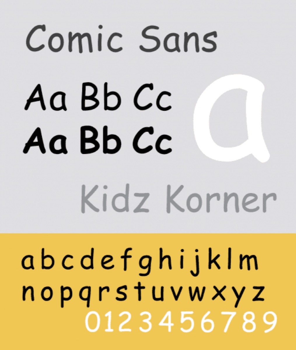 Business card font and layout examples