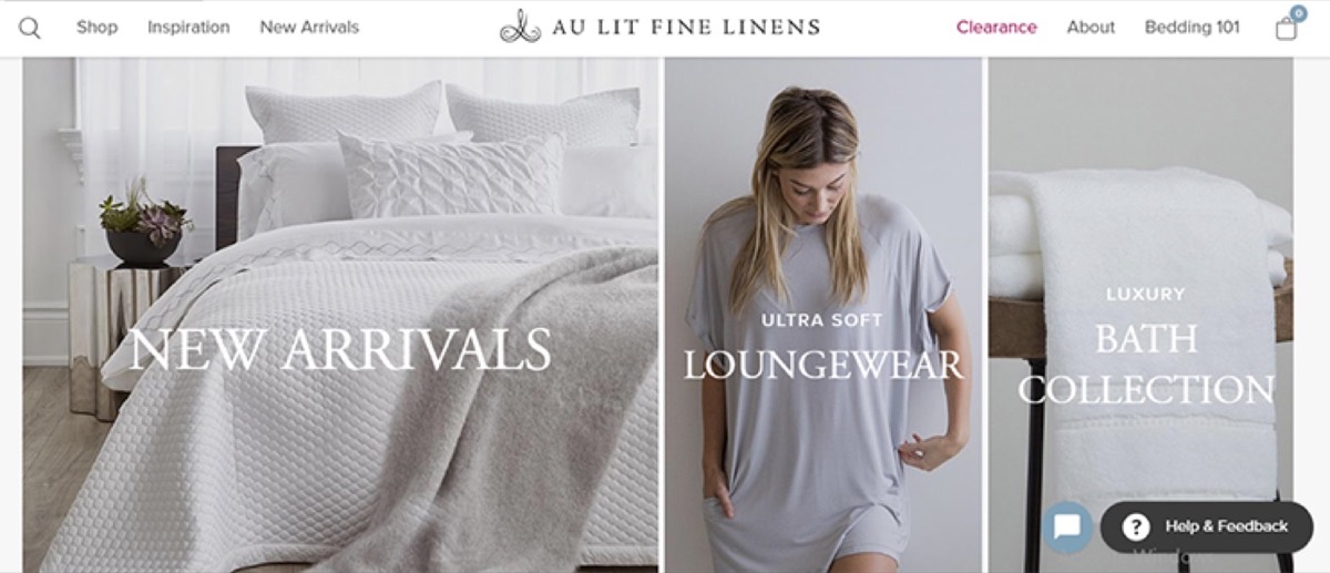 Au Lit Fine Linens professional website design