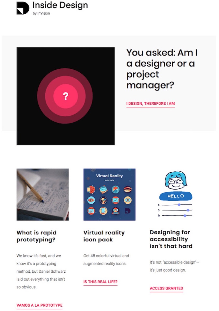 Email design with strong copy and CTA - example