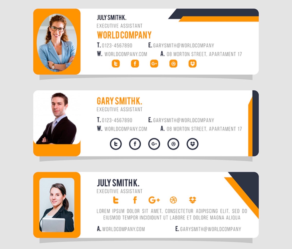 Email signature elements example
