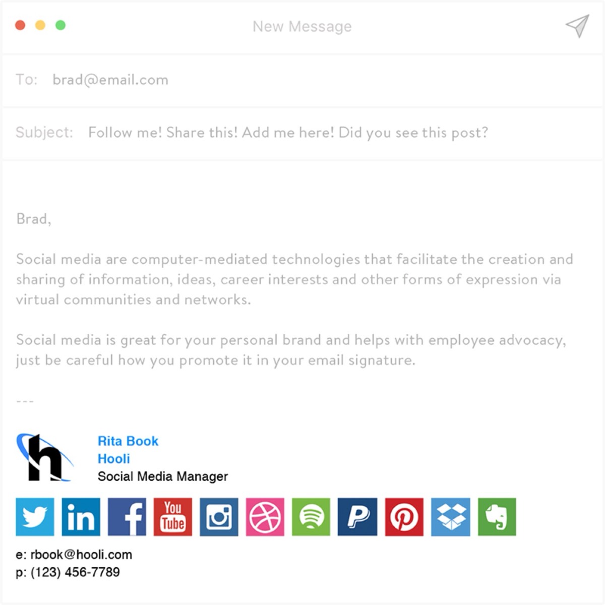 Clean minimal email signature layout